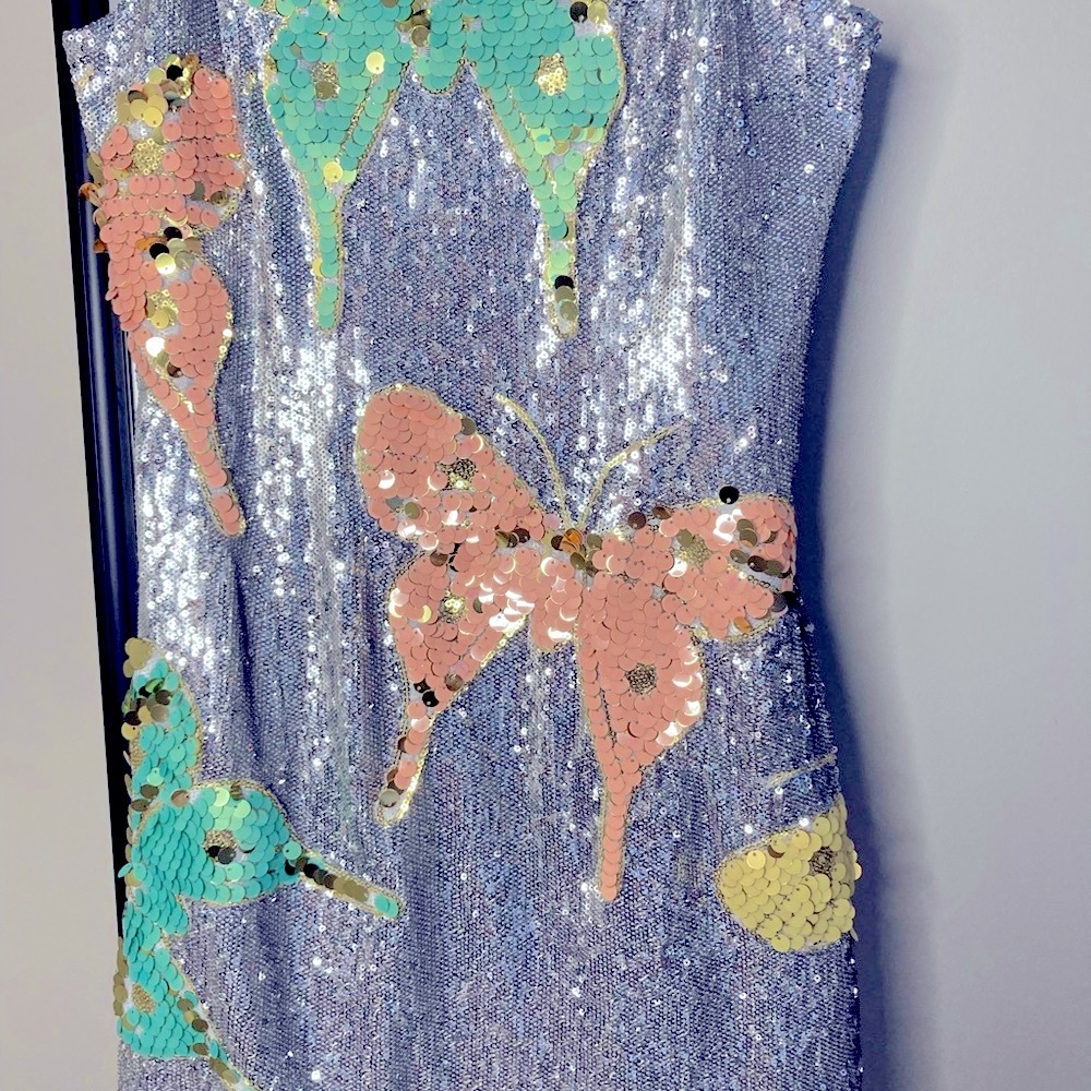 COPY - 𝐀𝐊𝐈𝐑𝐀 Label Mariposa Sequin Mini Dress In Silver Multi
